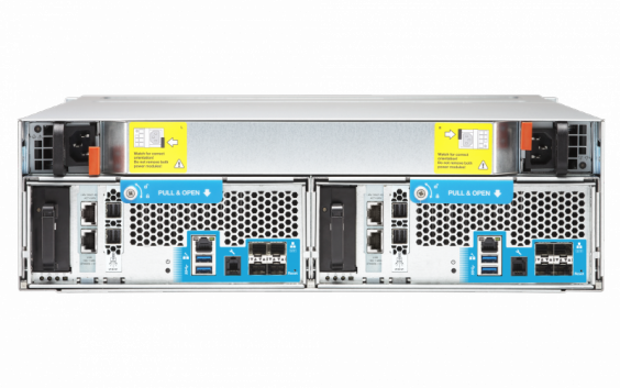 Сетевой RAID-накопитель QNAP двухконтроллерный, 16 отсеков для HDD, стоечное исполнение, два блока питания ES1640dc-E5-96G ES1640dc-E5-96G