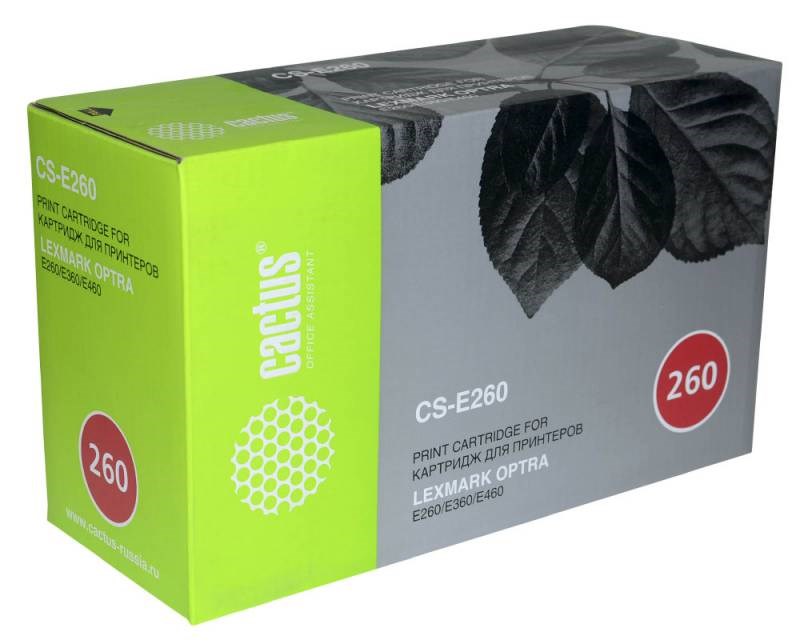 Тонер-картридж Cactus CS-E260 E260A21E черный для Lexmark Optra E260/E360/E460 (3500стр.) CS-E260 CS-E260