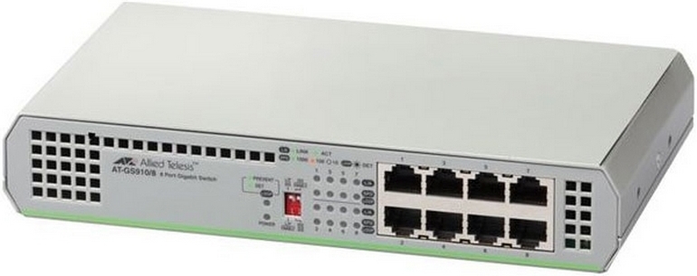 Коммутатор Allied Telesis 8 port 10/100/1000TX with internal power supply EU Power Adapter AT-GS910/8-50 AT-GS910/8-50