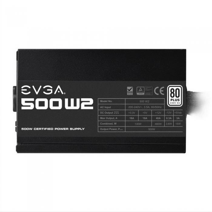 Блок питания EVGA EVGA 500 W2 80+ white 500W 100-W2-0500-K2 100-W2-0500-K2