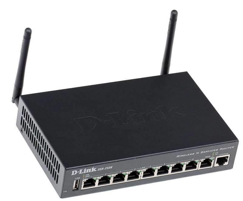 Маршрутизатор D-Link Wireless N300 VPN Gigabit Router with 1 10/100/1000Base-T WAN ports, 8 10/100/1000Base-T LAN ports and 1 USB ports, Firmware for Russia DSR-250N DSR-250N