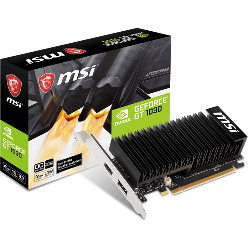 Видеокарта MSI  PCI-E GT 1030 2GHD4 LP OC nVidia GeForce GT 1030 2048Mb 64bit DDR4 1189, 2100, HDMIx1, DPx1, HDCP Ret low profile GT 1030 2GHD4 LP OC GT 1030 2GHD4 LP OC