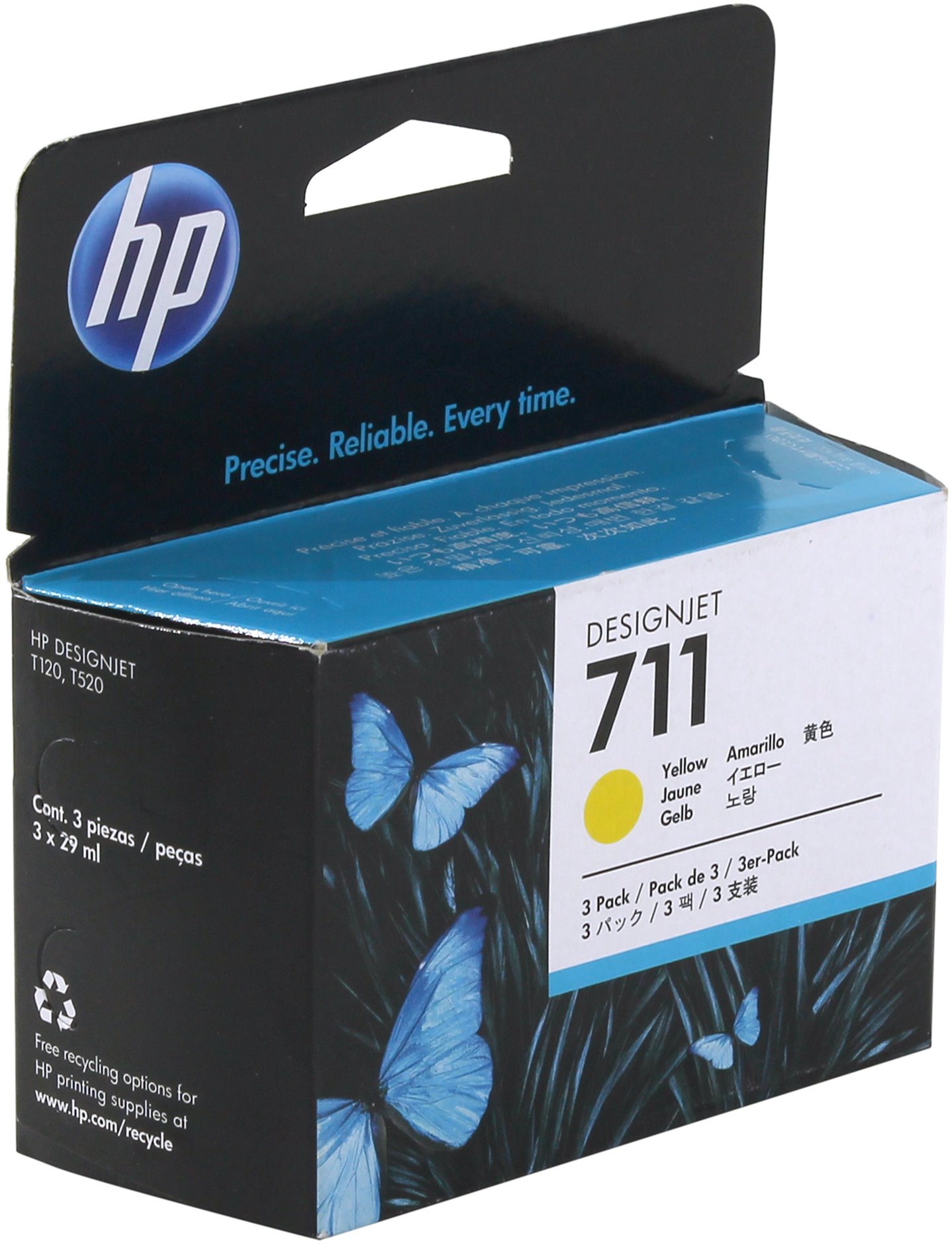 Картридж HP CZ136A  №711 Тройная упаковка,  для принтеров HP Designjet T120.T520,желтый, 3*29м CZ136A