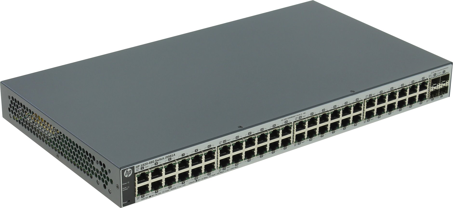 Коммутатор HPE 1820-48G Switch 48*10/100/1000 + 4*SFP, Fanless, Rack-mounting, 19" J9981A J9981A