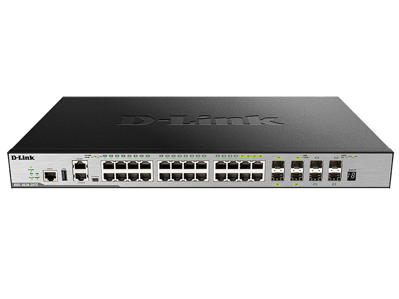 Коммутатор D-Link L3 Managed Switch with 20 10/100/1000Base-T ports and 4 100/1000Base-T/SFP combo-ports and 4 10GBase-X SFP+ ports DGS-3630-28TC/A1AMI;A2AMI DGS-3630-28TC/A1AMI;A2AMI