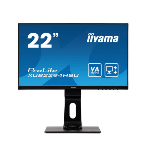 Монитор IIYAMA 21,5" ProLite 1920x1080 75Гц VA LED 16:9 4ms VGA HDMI DP 2*USB2.0 80M:1 3000:1 178/178 250cd HAS Pivot Tilt Swivel Speakers Black XUB2294HSU-B1 XUB2294HSU-B1