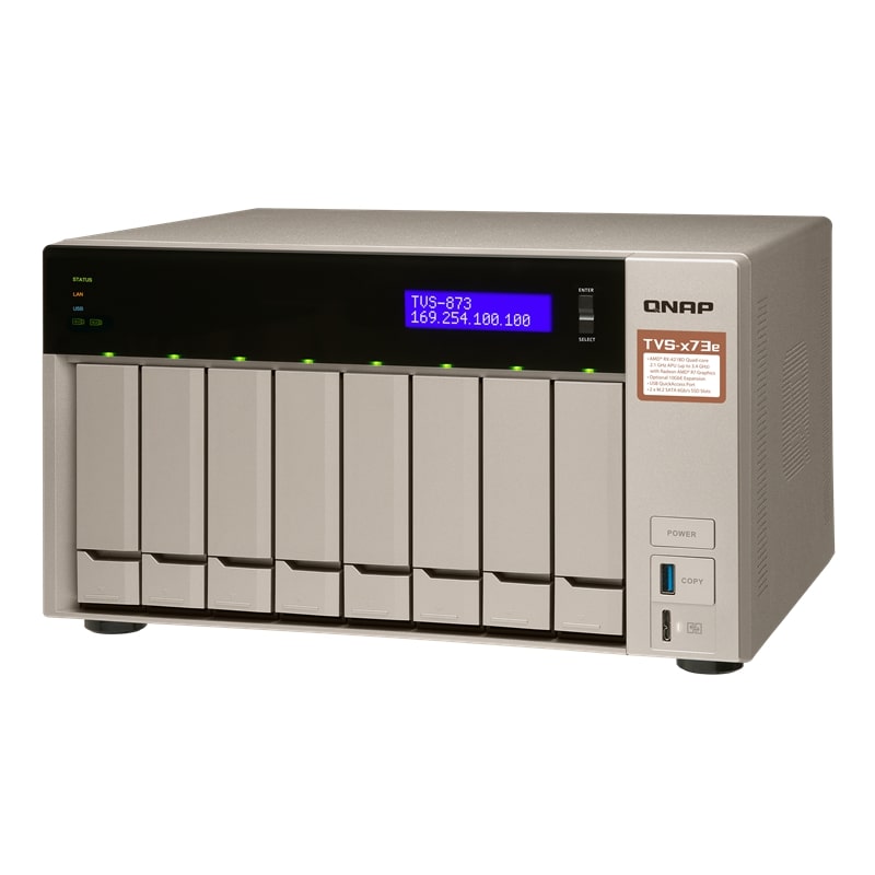 Сетевой RAID-накопитель QNAP настольное исполнение 8BAY NO HDD TVS-873E-8G TVS-873E-8G