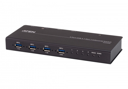 KVM-переключатель ATEN USB, 4> 4 устройства/порта/port+клавитаура+мышь, 4 USB A Female/4 B Female, со шнурами A-B 2х1,2м+2х1,8м для подкл, к управ, компьютерам, (USB 3,1 Gen1;подд,перекл,через терм,блок инт,RS485;5 лет гар+электростраховка; US3344i-A US3344i-AT