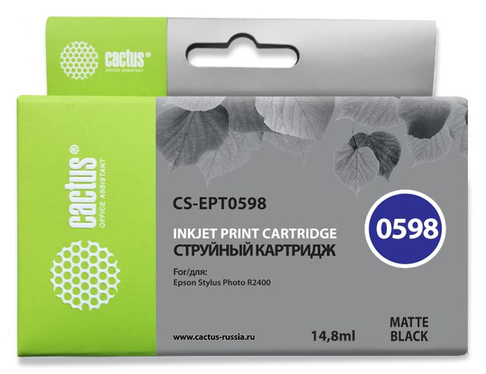 Картридж Cactus струйный CS-EPT0598 черный матовый для Epson Stylus Photo R2400 (14.8мл) CS-EPT0598 CS-EPT0598