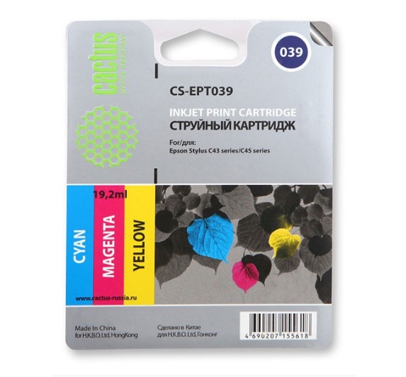 Картридж Cactus струйный CS-EPT039 многоцветный для Epson Stylus C43 (6.2стр.) CS-EPT039 CS-EPT039