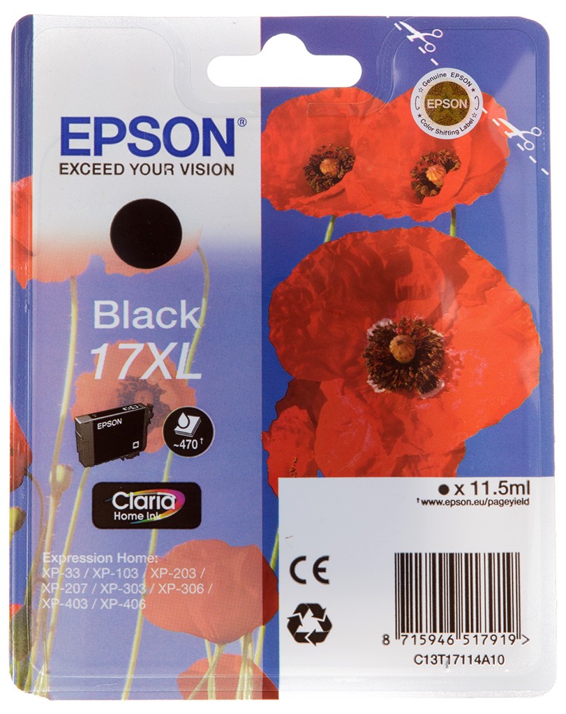 Картридж струйный Epson XL black для XP33/203/303, C13T17114A10 C13T17114A10