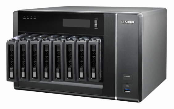 Сетевой RAID-накопитель QNAP 8 отсеков для HDD. Четырехъядерный Intel Xeon E3-1245 v3 3,4 ГГц, 16ГБ. TVS-EC880-E3-16G TVS-EC880-E3-16G