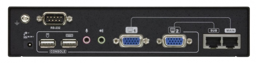 Удлинитель ATEN 2xSVGA+KBD&MOUSE USB+AUDIO+RS232, 150 м., 1xUTP Cat5e, с KVM-шнуром USB 1.8м., Б.П.220> 5.3V CE774-AT-G CE774-AT-G