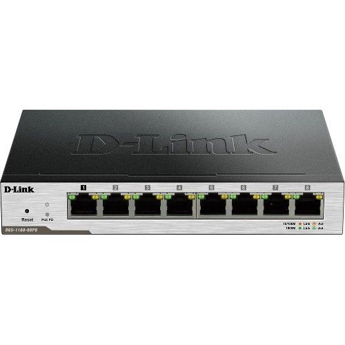 Коммутатор D-Link  EasySmart с 8 портами 10/100/1000Base-T и поддержкой питания по PoE DGS-1100-08PD/B1B DGS-1100-08PD/B1B
