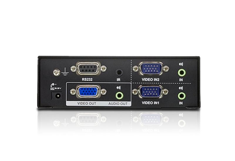 KVM переключатель ATEN VGA/SVGA+AUDIO, 2> 1 монитор, без шнуров, порт RS232 для управления и подключения устройств VS0201-AT-G VS0201-AT-G
