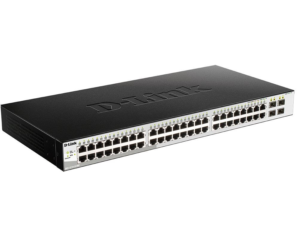 Коммутатор D-Link L2 Managed Switch with 48 10/100/1000Base-T ports and 4 1000Base-X SFP ports DGS-1210-52/ME/UPS/B1A DGS-1210-52/ME/UPS/B1A