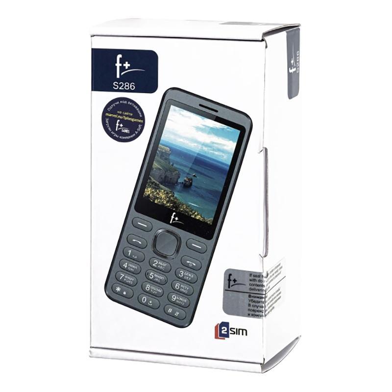 Мобильный телефон F+ 2.4'', 32MB RAM, 32MB, up to 16GB flash, 0,3Mpix, 2 Sim, Micro-USB, 1000mAh, 134,8 ммx67 ммx9,5 мм S286 Dark Grey S286 Dark Grey #1