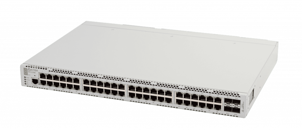 Коммутатор Eltex  48 портов 10/100/1000Base-T, 4 порта 10GBase-R (SFP+)/1000Base-X(SFP), L3, 2 слота для модулей питания MES3348 MES3348