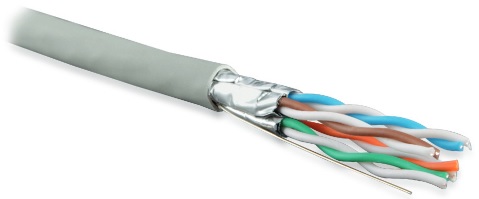 Кабель Hyperline экранирован U/FTP, кат. 6, 4 пары, одножильный, 500 м (UFTP4-C6-S23-IN-LSZH-GY-500) UFTP4-C6-S23-IN-LSZH-GY-500