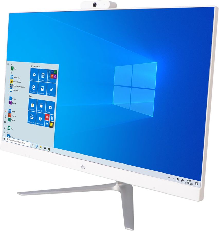 Моноблок iRU Office P2320P 23.8" Full HD Ryzen 3 3200GE (3.3) 8Gb SSD240Gb Vega 8 Windows 10 Home Single Language 64 GbitEth WiFi BT 120W Cam белый 1920x1080 1604113 1604113