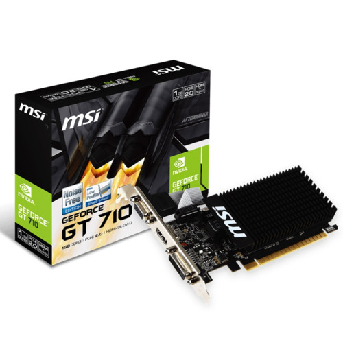 Видеокарта  MSI PCI-E nVidia GeForce GT 710 1024Mb 64bit DDR3 954/1600 DVIx1/HDMIx1/CRTx1/HDCP Ret low profile GT 710 1GD3H LP GT 710 1GD3H LP