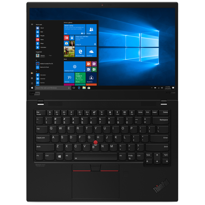 Ноутбук Lenovo X1 Carbon 7th Gen T 14.0UHD_IPS_GL_500N/ CORE_I7-8565U_1.8G_4C_MB/ 16GB(4X32GBX32)_LPDDR3_2133/ 512GB_SSD_M.2_2280_NVME_TLC_OP/ / INTEGRATED_GR 20QD003JRT 20QD003JRT