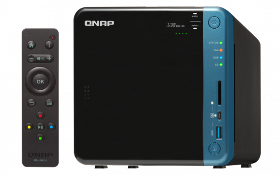 Сетевой RAID-накопитель QNAP 4 отсека для HDD, 2 HDMI-порта. Intel Celeron J3455 1,5 ГГц, 8 ГБ. TS-453B-8G TS-453B-8G