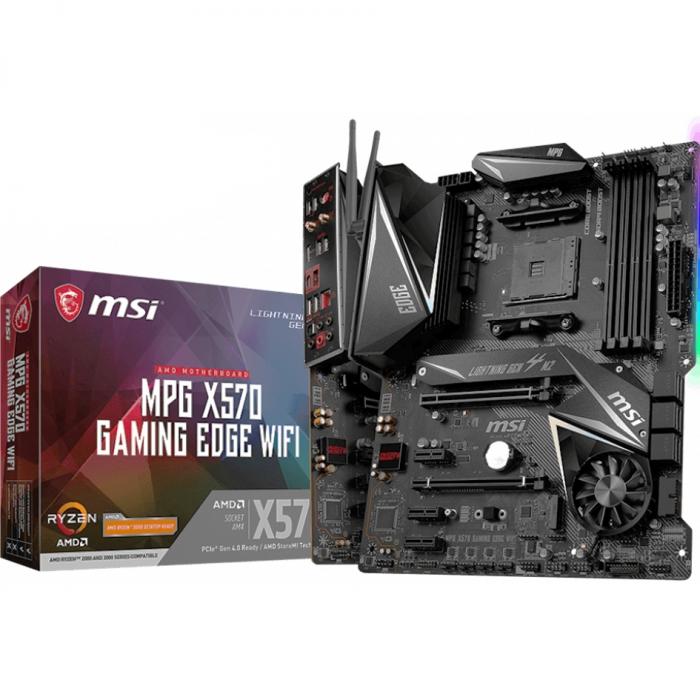 Материнская плата MSI , Socket AM4, AMD® X570, 4xDDR4-2666, 2xPCI-Ex16x, 3xPCI-Ex1x, HDMI, 6xSATA3(RAID 0/1/10), 3xM.2, 8 Ch Audio, GLan, WiFI 802.11, (2+4)xUSB2.0, (5+4)xUSB3.2, (1+1)xUSB3.2 Type-C™, 1xPS/2, ATX, RTL MPG X570 GAMING EDGE WI-FI MPG X570 GAMING EDGE WI-FI