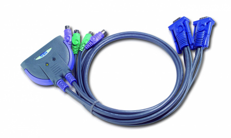 KVM-переключатель ATEN VGA/SVGA+KBD+MOUSE, 1> 2 блока/порта/port PS2, со встр, KVM-шнурами PS/2 2x1,2м,, (KVM=монитор+клав,+мышь;консоль упр, - PS/2;KVM-121) CS62S-AT CS62S-AT