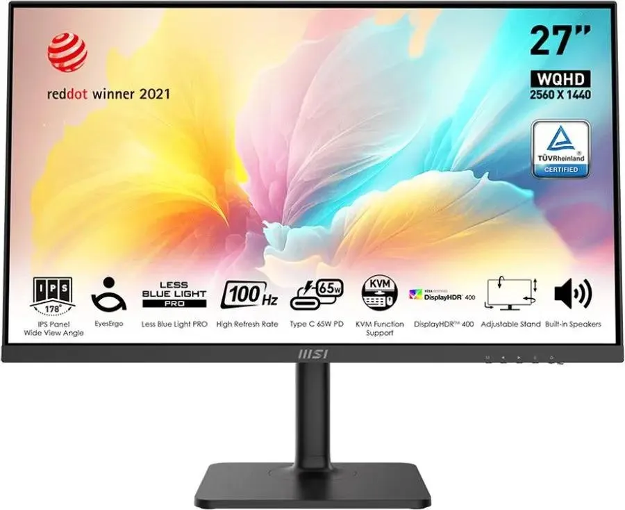 Монитор MSI  Modern MD272QXP 27" 16:9 WQHD(2560x1440) IPS Flat,1ms(MPRT),1000:1, 100M:1,300nit,178/178,HDMI 1.4b,DP 1.2,2xUSB 2.0 Type-A,USB 2.0 Type-B,Speaker,Tilt,Swivel,Height,Pivot,100Hz,Black,1y war-ty  9S6-3PB19H-233 9S6-3PB19H-233