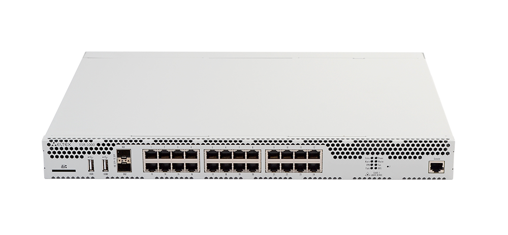 Межсетевой экран Eltex  A4, 24×10/100/1000BASE-T, 2×10GBASE-R SFP+, 2×USB 2.0, 1 слот для SD-карт, 4 ГБ RAM, 1 ГБ NAND-Flash, 2 слота для модулей пита ESR-1000 FSTEC #3