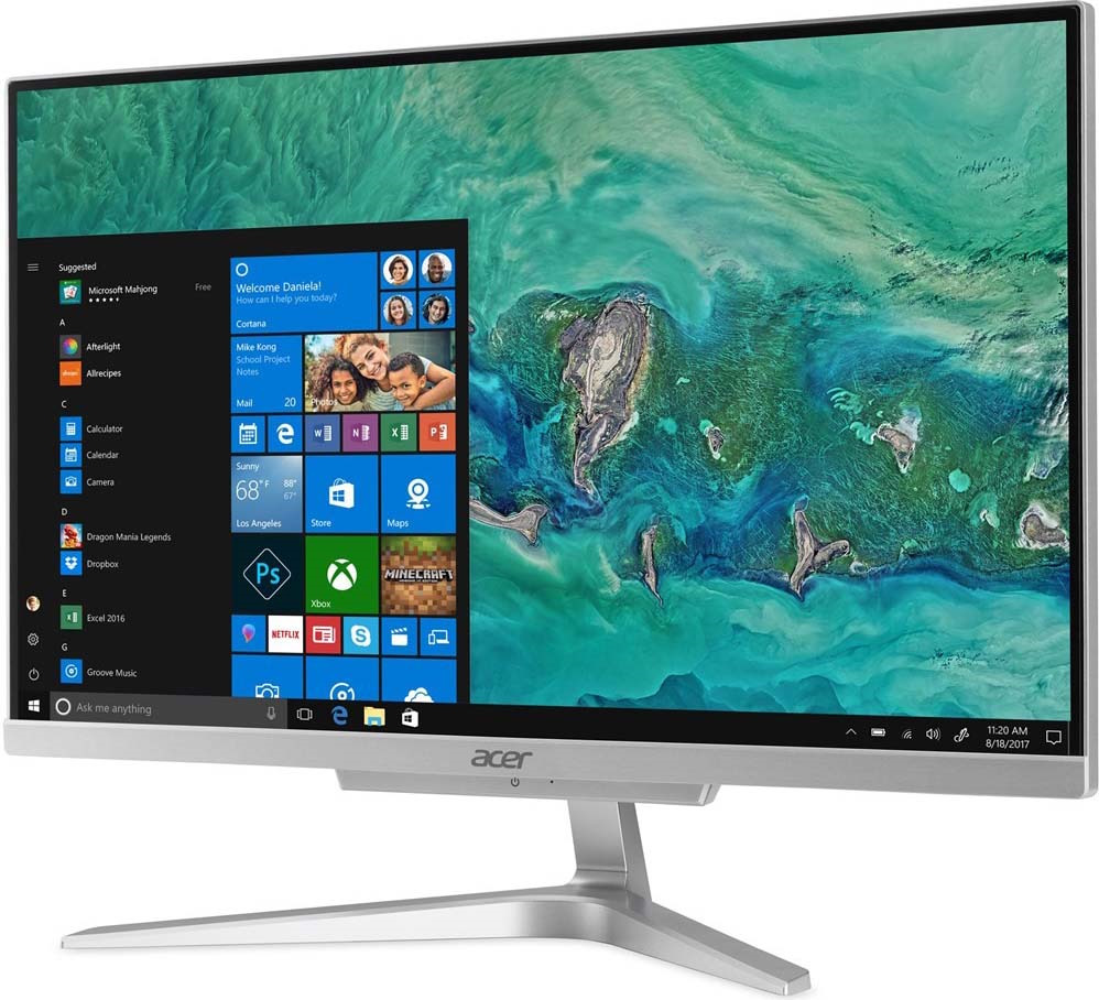 Моноблок Acer Aspire C27-865 27" Full HD i5 8250U (1.6)/4Gb/1Tb 5.4k/SSD128Gb/MX130 2Gb/CR/Windows 10 Home/GbitEth/WiFi/BT/135W/клавиатура/мышь/серебристый/черный 1920x1080 DQ.BCNER.008 DQ.BCNER.008