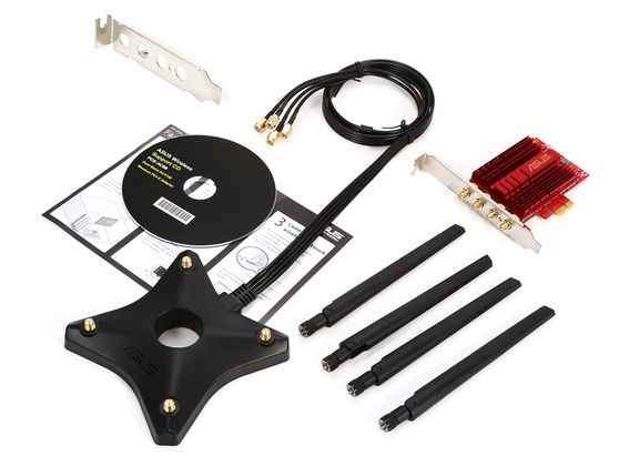 Адаптер Asus PCE-AC88 // WI-FI 802.11ac, 1000 + 2167 Mbps PCI-E Adapter, 4 антенны ; 90IG02H0-BM0000 PCE-AC88 PCE-AC88