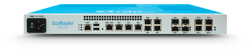 Маршрутизатор RDP IP/MPLS EcoRouter ER-406L 1xMNG 1000BaseTX, 6x1000BaseTX, 2x10GE SFP+, 1U. Пропускная способность до 12 Gbit/s.  Блоки питания AC.  ER-406L ER-406L #3