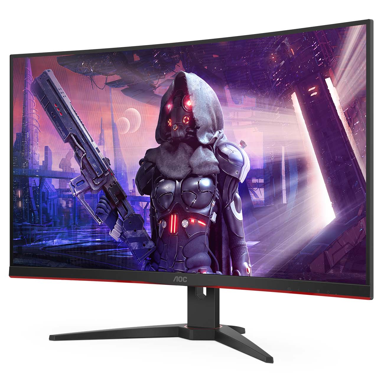 Монитор AOC 31,5" Curved 1920x1080 165Гц VA WLED 16:9 1ms D-Sub 2*HDMI DP 3000:1 80M:1 178/178 250cd 2*Speakers5W HAS Swivel Pivot Tilt Black/Red C32G2AE C32G2AE