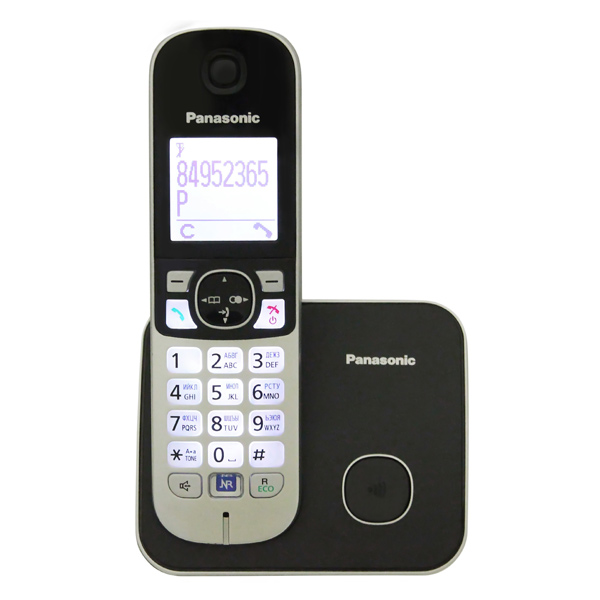 Телефон DECT Panasonic АОН голосовой, дисплей, часы, будильник, 120 ном., однокнопочный набор, радионяня, чёрный KX-TG6811RUB KX-TG6811RUB