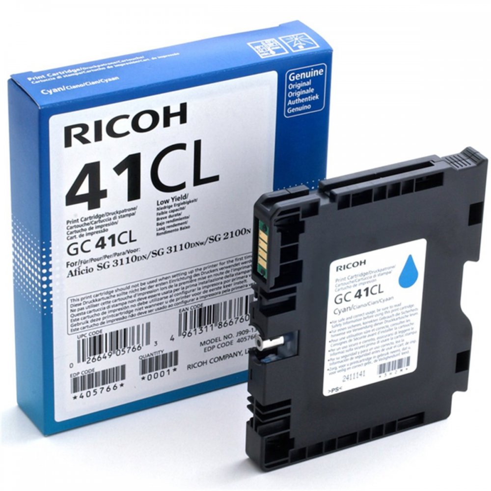 Картридж для гелевого принтера GC41CL голубой для Ricoh Aficio SG2100N/3110DN/DNw (600стр) 405766 #1