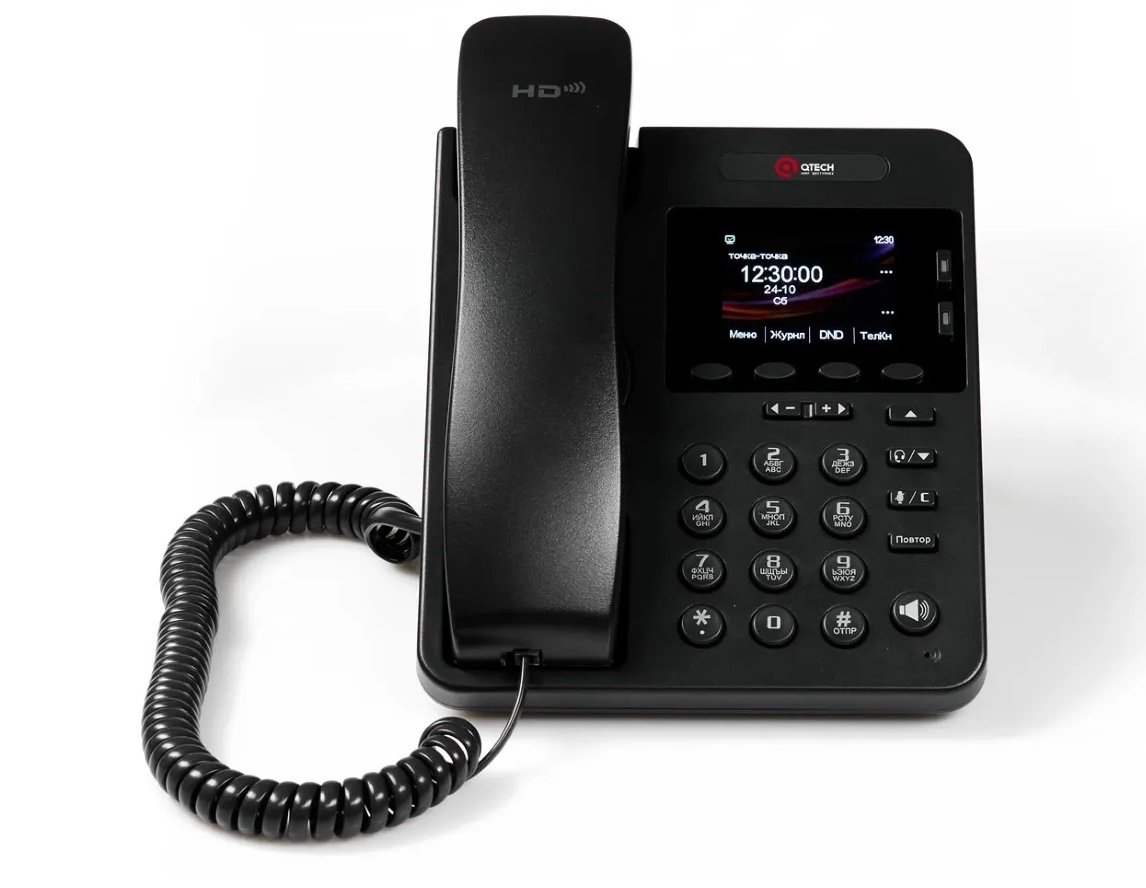 VoIP телефон Qtech  2 SIP линии, 25 клавиш, включая 5 программируемых, цветной графический дисплей с подсветкой 320*240, 2 порта Ethernet RJ-45 LAN/PC, разъем для гарнитуры RJ-9, поддержка PoE. (без блока питания в компл QVP-400PR QVP-400PR