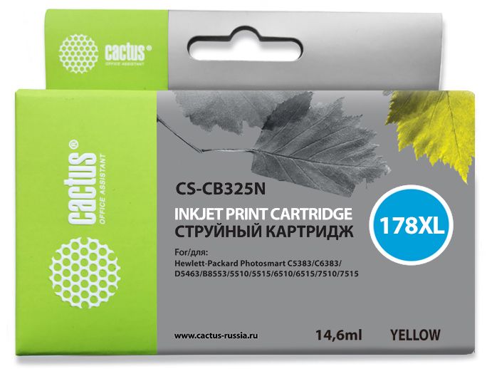 Картридж Cactus струйный CS-CB325N №178XL желтый для HP PS B8553/C5383/C6383/D5463 (14.6мл) CS-CB325N CS-CB325N