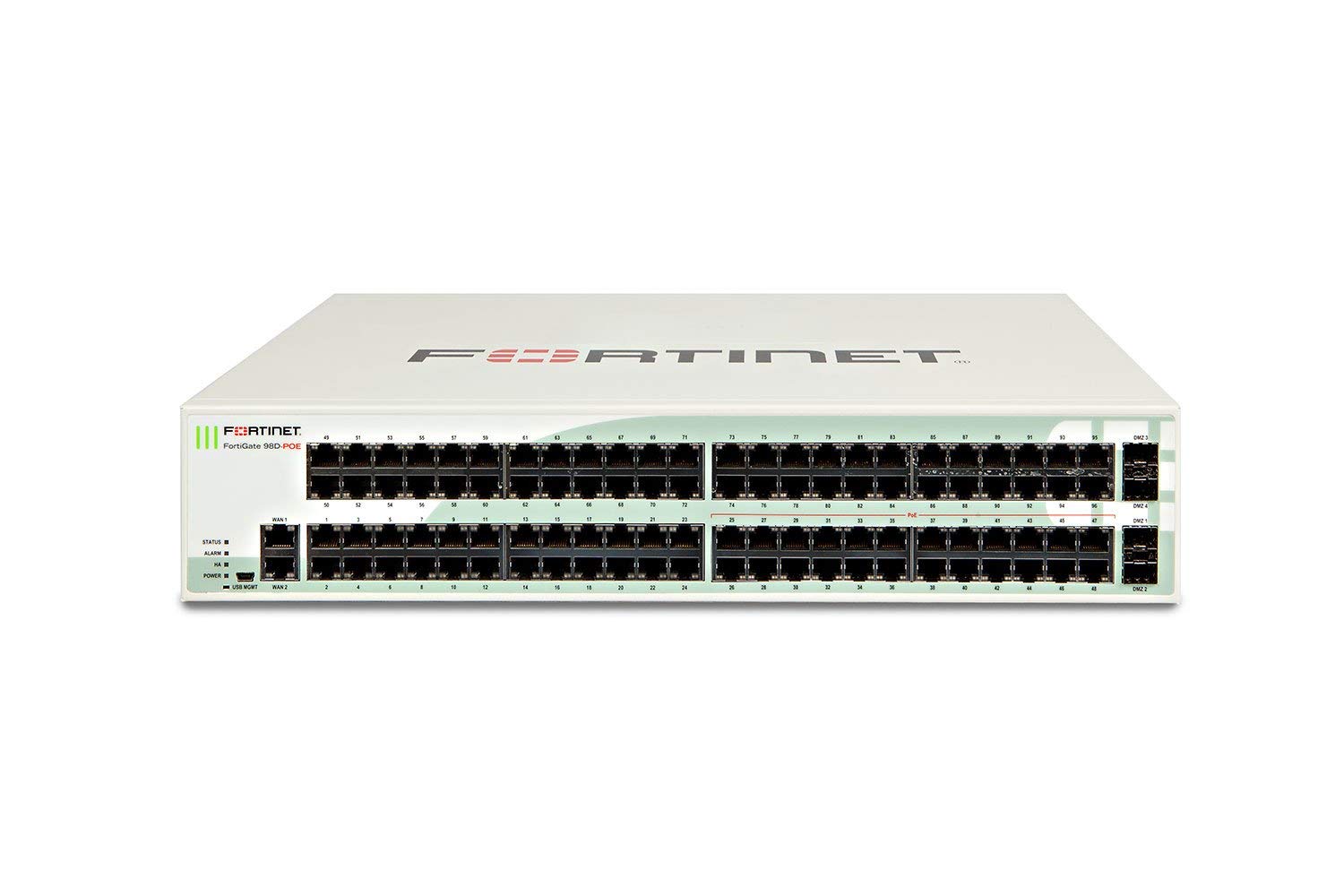Межсетевой экран Fortinet FortiGate-98D-POE 74 x GE RJ45 ports (including 72 x switch ports, 2 x WAN ports), 24 x PoE FE ports, 4 x DMZ GE SFP slots. Max managed FortiAPs (Total / Tunnel) 32 / 16 FG-98D-POE FG-98D-POE