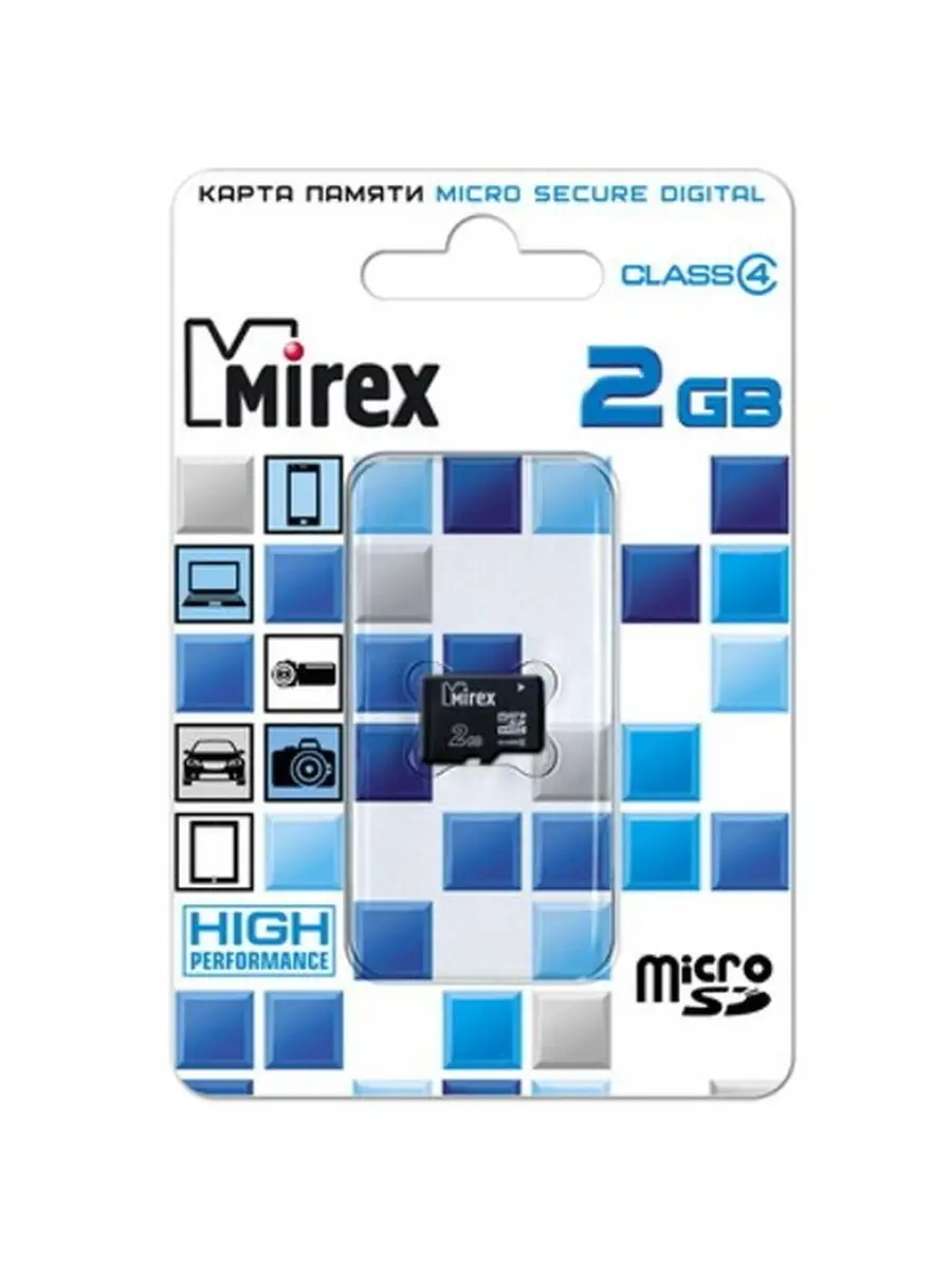 Карта памяти Mirex 13612-MCROSD02 2GB,microSD,Class 4 13612-MCROSD02 13612-MCROSD02