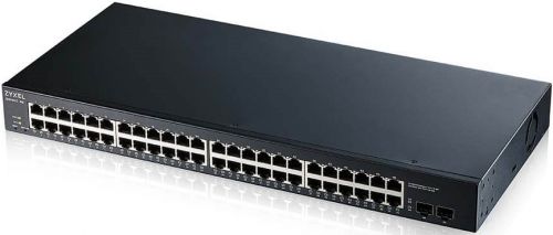 Коммутатор Zyxel GS1900-48 Smart L2 48xGE, 2xSFP, rack 19", кнопка сброса заводских настроек GS1900-48-EU0102F GS1900-48-EU0102F