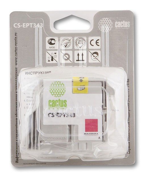 Картридж Cactus струйный CS-EPT343 пурпурный для Epson Stylus Photo 2100 (15.4мл) CS-EPT343 CS-EPT343