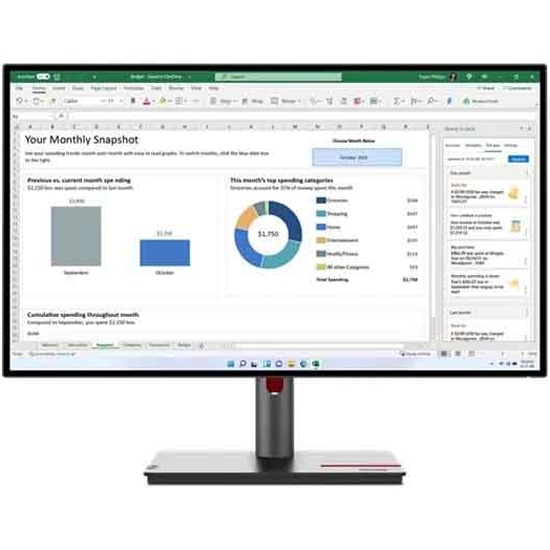 Монитор Lenovo ThinkVision P27h-30 27" QHD (2560x1440) IPS, 4ms, 350cd, 1000:1, 1x HDMI 2.1 TMDS, 1x DP 1.4, 1x DP 1.4 Out, 1x USB-C 3.2 Gen 1, 1x RJ45, Tilt, Swivel, Pivot, Height Adjust Stand, 1Y 63A1GAT1EU 63A1GAT1EU