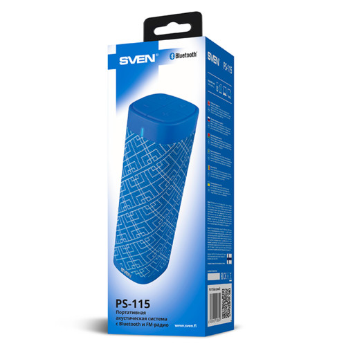 Портативная колонка Sven PS-115, синий, (2.0, мощность 2x5 Вт (RMS), Bluetooth, FM, USB, microSD, встроенный аккумулятор) SV-018610 SV-018610