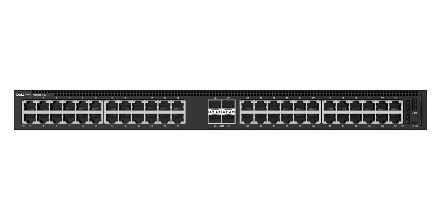 Коммутатор Dell EMC Switch N1148T-ON, L2, 48 ports RJ45 1GbE, 4 ports SFP+ 10GbE, Stacking 3YPSNBD (210-AJIU) N1148T-ON N1148T-ON