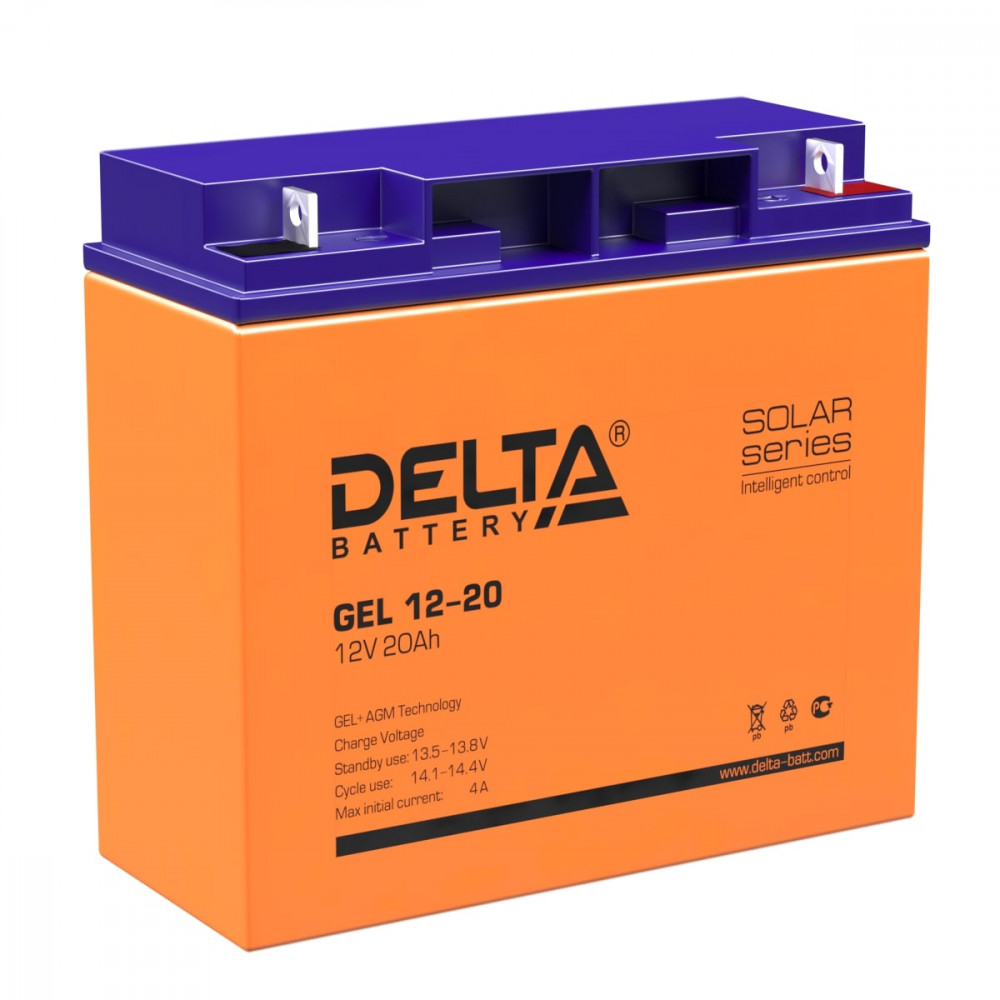 Батарея Delta GEL-серия 12В, 20Ач GEL 12-20 GEL 12-20