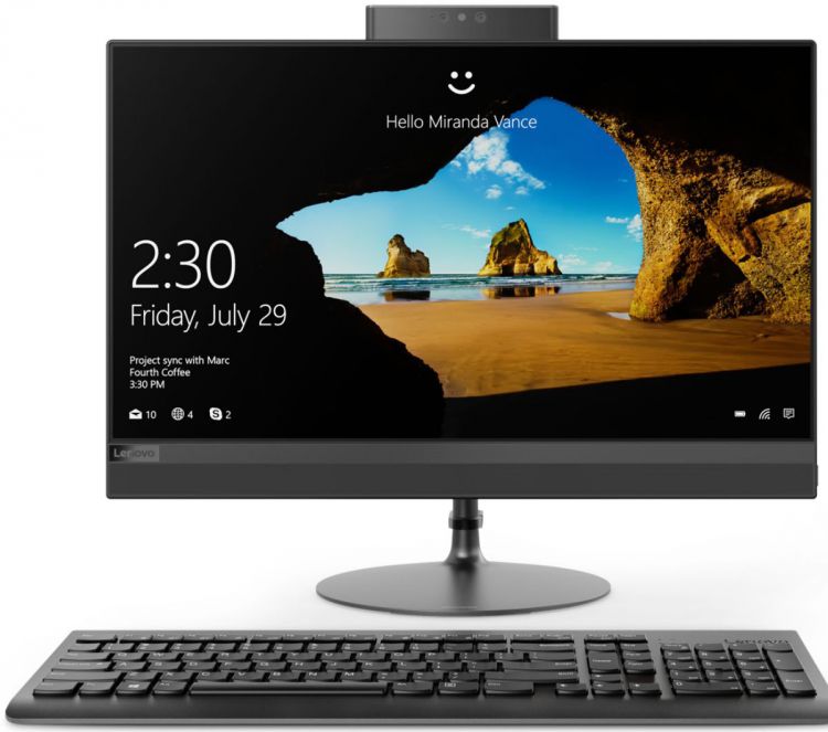 Моноблок Lenovo IdeaCentre AIO 520-24IKU Monitor stand  23.8"(1920x1080)/Intel Core i5 8250U(1.6Ghz)/8192Mb/1000Gb/DVDrw/Int:Intel HD Graphics 620/BT/WiFi/war 1y/6.17kg/black/DOS + Клавиатура, мышь F0D2008MRK