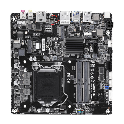 Материнская плата Gigabyte , Socket 1151, Intel®H310, 2xDDR4-2666 SO-DIMM, HDMI+DP, 2xSATA3, 2xM.2, 6 Ch Audio, GLan, (2+2)xUSB2.0, (2+2)xUSB3.1, Thin Mini-ITX, RTL GA-H310TN-R2 GA-H310TN-R2