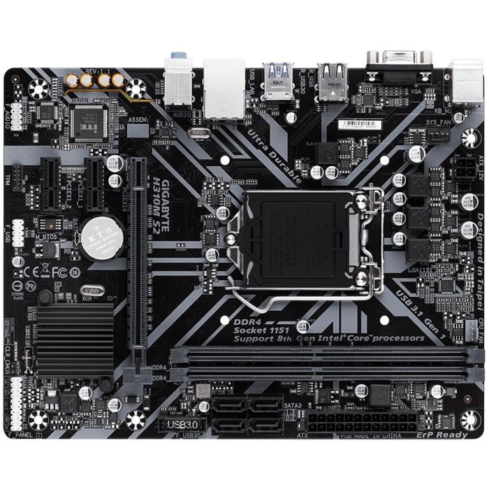 Материнская плата Gigabyte Soc-1151v2 Intel H370 2xDDR4 mATX AC`97 8ch(7.1) GbLAN+VGA H310M S2 1.1 H310M S2 1.1